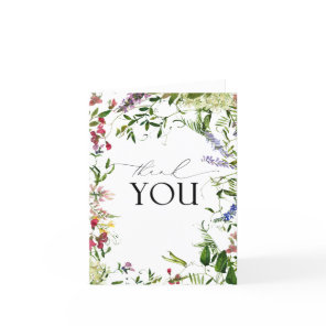 Elegant Summer Wildflower Calligraphy Thank You Card