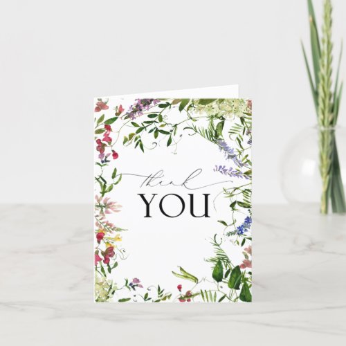 Elegant Summer Wildflower Calligraphy Thank You Card Elegant Summer Wildflower Calligraphy Thank You Card
