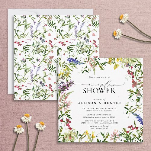 Elegant Summer Wildflower Couples Shower Invitation