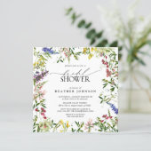 Elegant Summer Wildflower Floral Bridal Shower Invitation (Standing Front)