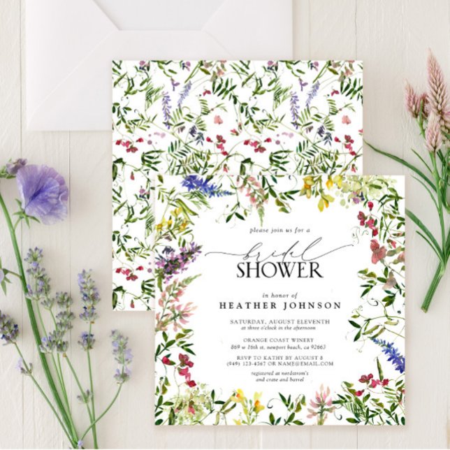 Elegant Summer Wildflower Floral Bridal Shower Invitation (Creator Uploaded)