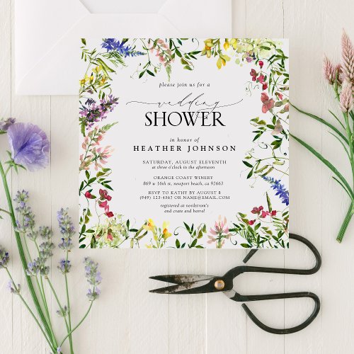 Elegant Summer Wildflower Floral Wedding Shower Invitation