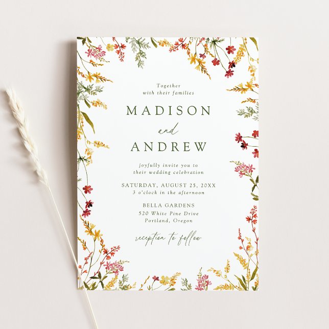 Elegant Summer Wildflower Frame Wedding Invitation (Creator Uploaded)