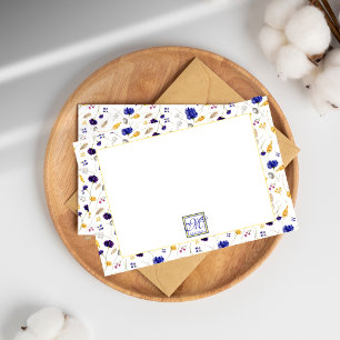 Elegant Summer Wildflower Pattern Monogrammed  Note Card