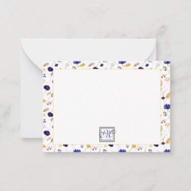 Elegant Summer Wildflower Pattern Monogrammed 
