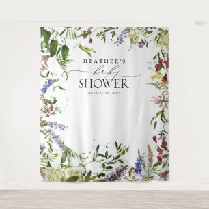 Elegant Summer Wildflower Shower Photo Booth Tapestry