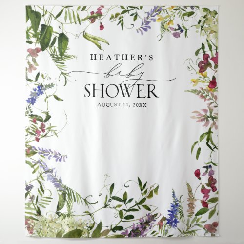Elegant Summer Wildflower Shower Photo Booth Tapestry