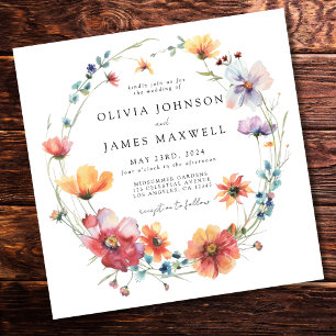 Elegant Summer Wildflower Square Wedding Invitation