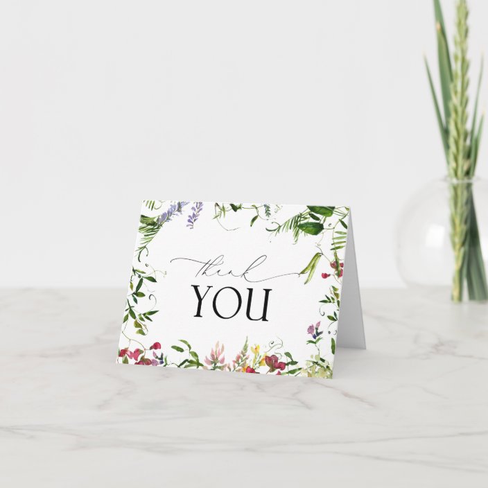 Elegant Summer Wildflower Thank You Card | Zazzle