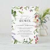 Elegant Summer Wildflower Watercolor Bridal Shower Invitation (Standing Front)