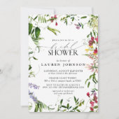 Elegant Summer Wildflower Watercolor Bridal Shower Invitation (Front)