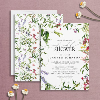 Elegant Summer Wildflower Watercolor Bridal Shower Invitation by elegant_invites_ at Zazzle