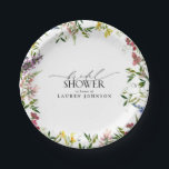 Elegant Summer Wildflower Watercolor Bridal Shower Paper Plates<br><div class="desc">A unique bridal shower paper plate, this trendy design featuring watercolor summer wildflowers such as sweet pea, lupines, snapdragons, and more, in bright, summery shades of pink, lilac, lavender, yellows, blues and delicate green botanical leaves. Personalize your bridal shower details in black, accented with beautiful modern hand lettered calligraphy. Veiw...</div>