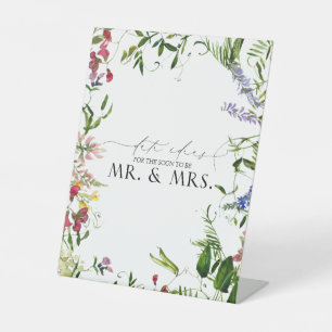 Elegant Summer Wildflower Watercolor Date Ideas Pedestal Sign