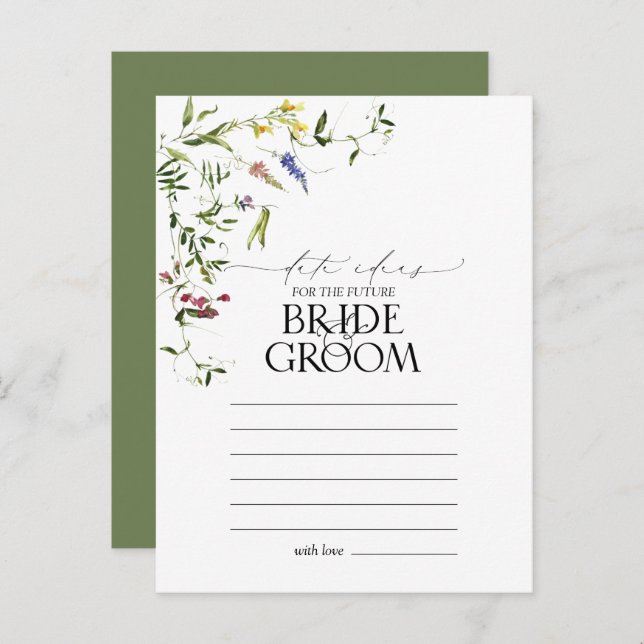 Elegant Summer Wildflower Watercolor Date Ideas Postcard (Front/Back)