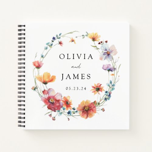 Elegant Summer Wildflower Wedding Guest Book