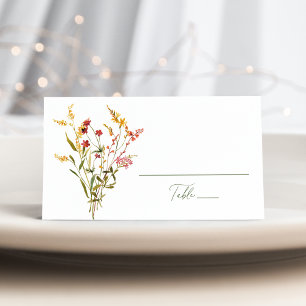 Elegant Summer Wildflower Wedding Place Card
