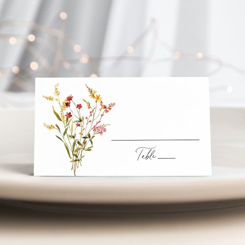 Elegant Summer Wildflower Wedding Place Card