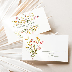 Elegant Summer Wildflower Wedding Place Card