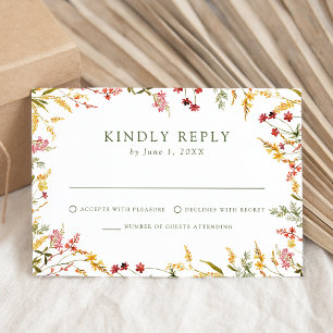 Elegant Summer Wildflower Wedding RSVP Card