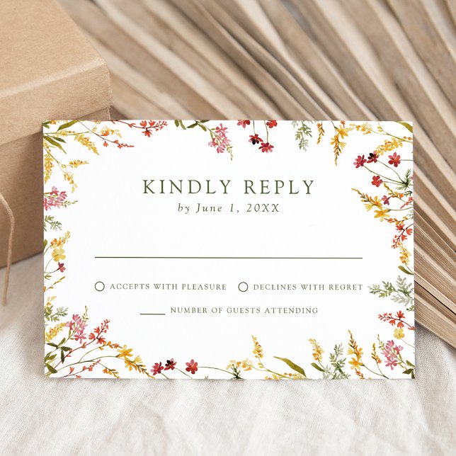 Elegant Summer Wildflower Wedding RSVP Card (Creator Uploaded)