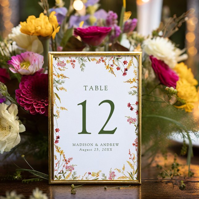 Elegant Summer Wildflower Wedding Table Number (Creator Uploaded)
