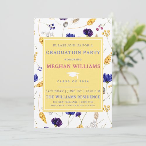 Elegant Summer Wildflowers _ Graduation Invitation