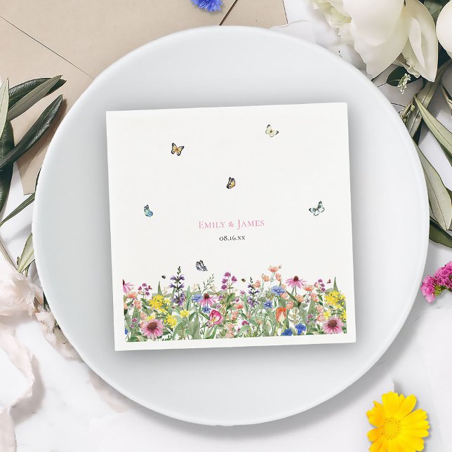 Elegant Summer Wildflowers Wedding Napkins (Creator Uploaded)