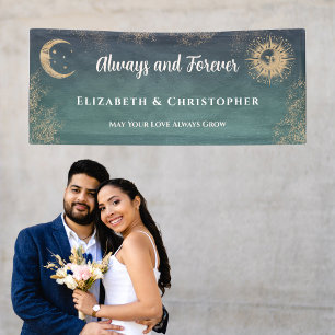 Elegant Sun Moon Gold Wedding Banner