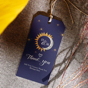 Elegant Sun Moon Monogram Wedding Favor Gift Tags