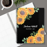 Elegant Sunflower 2023 Planner<br><div class="desc">This elegant Planner is decorated with watercolor sunflowers and green foliage on a black background. You can personalize it by adding your name and changing the year. Use the Design Tool option to change the text size, style, and color. Because we create our artwork you won't find this exact image...</div>