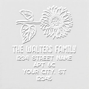 Elegant Sunflower #4 Name Return Address Embosser