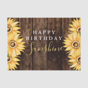 Elegant Sunflower and Barn Wood Birthday Tissue Paper