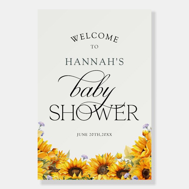Elegant Sunflower | Baby Shower Welcome Sign (Front)