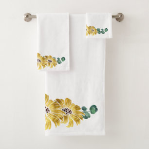 Elegant Sunflower Bathroom Towel Set