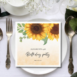 Elegant Sunflower Birthday Party Napkins