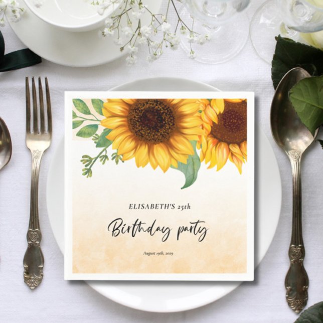 Elegant Sunflower Birthday Party  Napkins (Creator Uploaded)