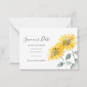 Elegant Sunflower Botanical Wedding Save The Date Note Card