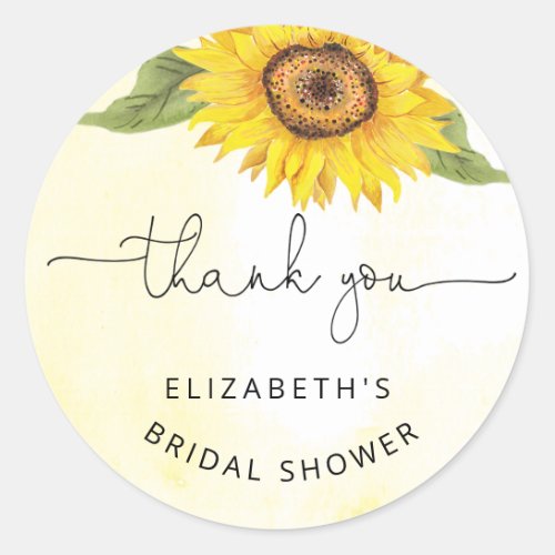 Elegant sunflower bridal shower classic round stic classic round sticker