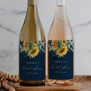 Elegant Sunflower Bridal Shower  Wine Label