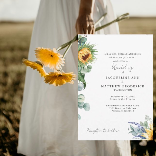 Elegant Sunflower Bride Parents Wedding Invitation (Creator Uploaded)