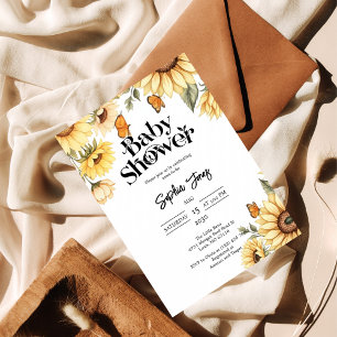 Elegant Sunflower & Butterfly Baby Shower Invitation