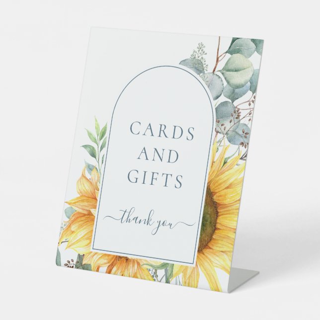Elegant Sunflower Cards And Gifts Bridal Shower Pedestal Sign (Front)