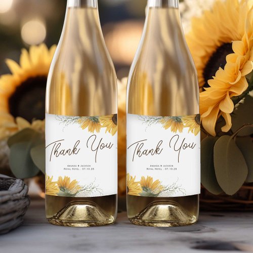 Elegant sunflower country fall wedding favor sparkling wine label