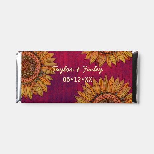  Elegant Sunflower Country Rustic Burgundy Wedding Hershey Bar Favors