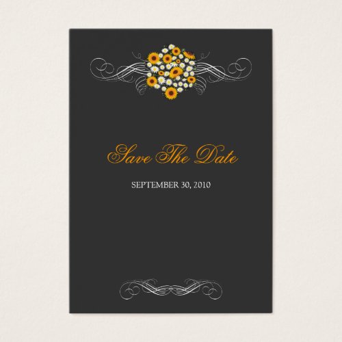 Elegant Sunflower Daisy Bouquet Save the Date Mini Business Card Template