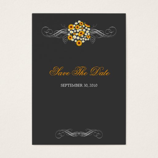 Customizable Elegant Sunflower Daisy Bouquet Save the Date Mini Business Card Template