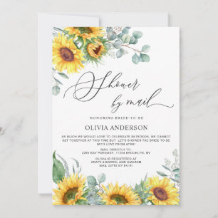 Elegant Sunflower Eucalyptus Bridal Shower by Mail Invitation
