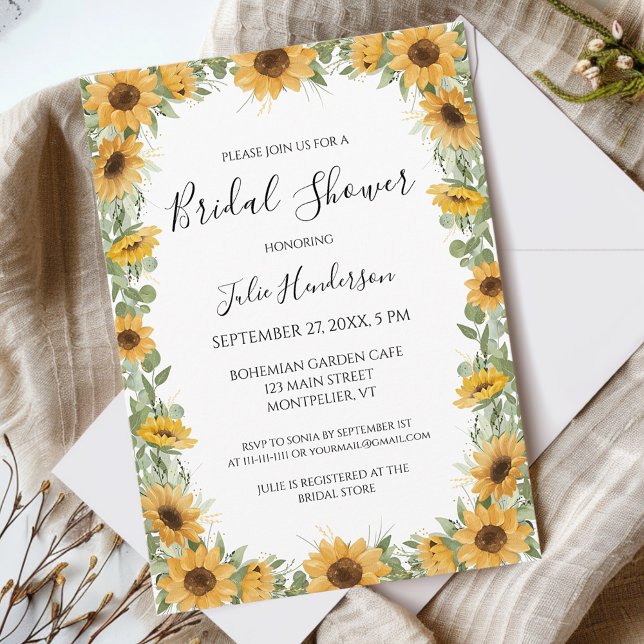 Elegant Sunflower Eucalyptus Bridal Shower  Invitation (Creator Uploaded)