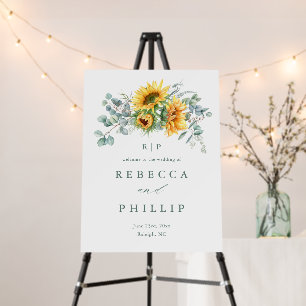 Elegant Sunflower Eucalyptus Fall Wedding Welcome Foam Board